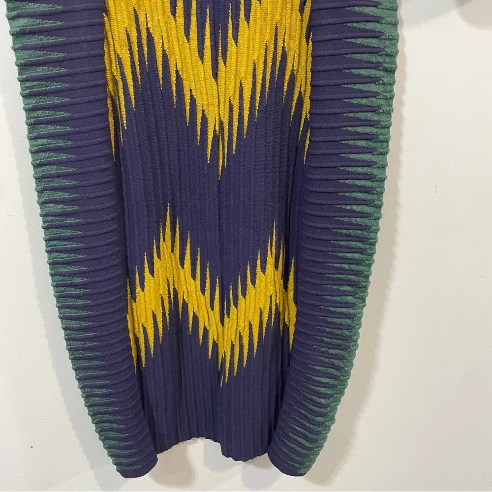 Missoni Vintage Zig Zag MUlticolor Wool Blend Fall Pleated Mini Dress Size 4 - Picture 3 of 6
